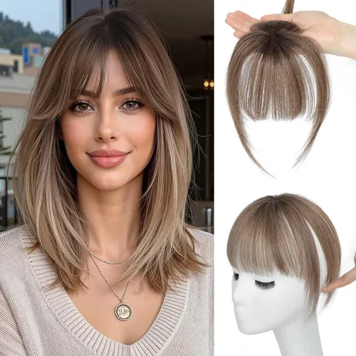 Vista 8 de Ms Taj Extensiones de cabello humano real con clip 360 para mujer, para uso diario (marrón oscuro)