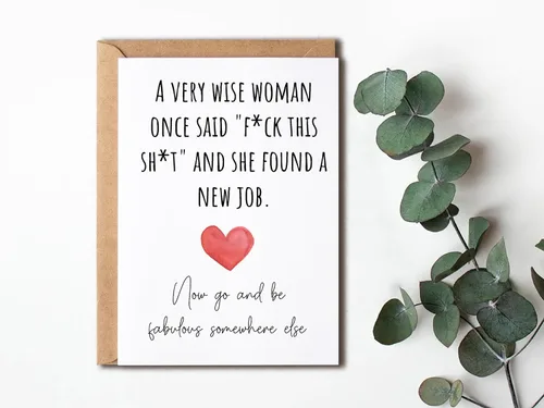 Vista 4 de OystersPearl Nueva tarjeta de trabajo – Tarjeta de salida – Felicitaciones por tu nueva aventura – Tarjeta divertida de despedida para tu mejor