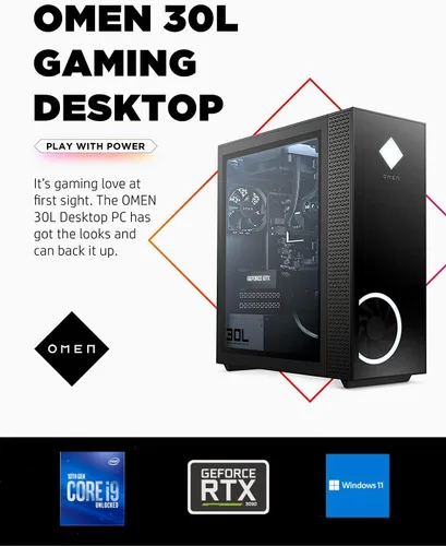 Vista 2 de HP OMEN GT13 30L - Escritorio para juegos, procesador Intel Core i9-10850K, GeForce RTX 3090, 128 GB de RAM, SSD de 2 TB + 8 TB HDD, refrigeración