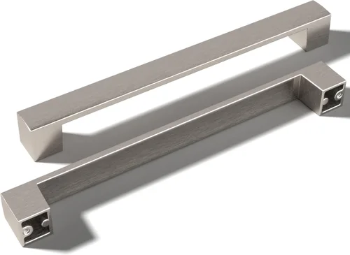 Vista 23 de Paquete de 10 tiradores de níquel cepillado con agujero central de 5 pulgadas Manijas de metal sólido para gabinetes de baño y decoración