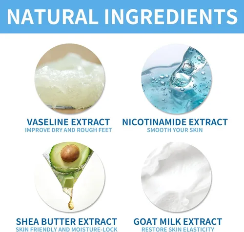 Vista 5 de ROUSE Mascarilla hidratante para pies, paquete de 5 calcetines hidratantes para spa, cuidado de pies agrietados y secos suaves - nicotinamida +