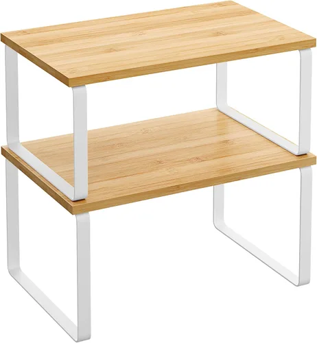 Vista 14 de SONGMICS Estante Organizador de Gabinete, Juego de 2 Estantes de Encimera de Cocina, Almacenamiento de Cocina, Estante de Especias, Apilable