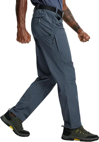 Vista 13 de Pantalones de senderismo para hombre, ligeros, de carga, de trabajo, tácticos, de nailon, elásticos, impermeables, de secado rápido, para pesca