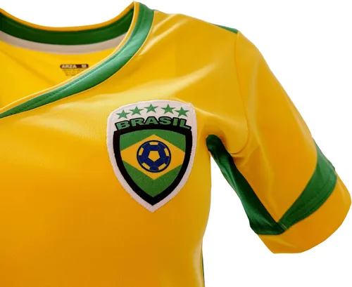 Vista 3 de Arza Sports Jersey de fútbol para mujer Slim de Brasil, Amarillo
