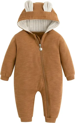 Vista 149 de Simplee Kids Enterizo con diseño de conejo de Pascua con capucha, para bebé, overol con cremallera y orejas largas