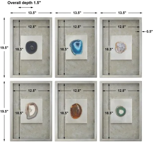 Vista 4 de Uttermost Juego de 6 piezas de arte de pared de piedras de ágata de 19 1/2" de alto