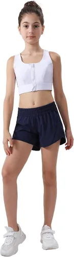 Vista 5 de Aurefin Pantalones cortos deportivos para niñas, pantalones cortos de secado rápido para niños, adolescentes y niñas, pantalones cortos deportivos