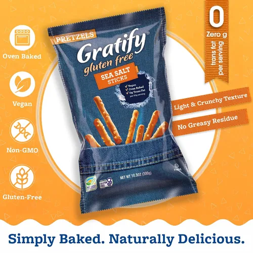 Vista 4 de Gratify Palitos de pretzel sin gluten – Bolsas de pretzel GF, mezcla sin gluten para adultos y niños, salsa de humus, paquetes individuales, aptas