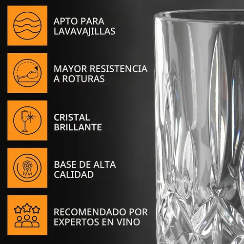 Vista 6 de Nachtmann Highland Collection Crystal - Vasos de bebida de 6 pulgadas de largo, con diferentes patrones de vidrio, para cócteles o bebidas sin