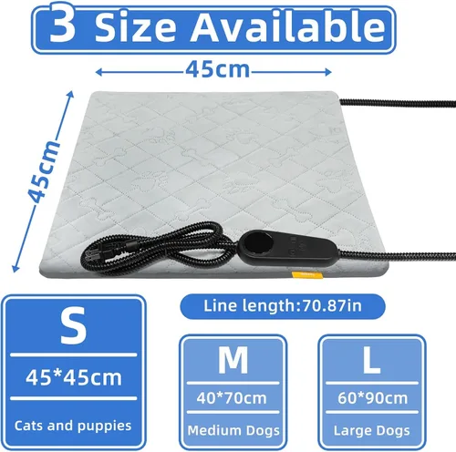 Vista 2 de Almohadilla térmica para mascotas para gatos y perros, cama eléctrica con calefacción, tapete calentador impermeable para interiores y exteriores