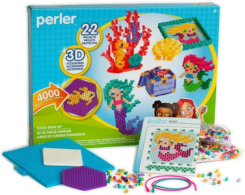 Vista 4 de Perler Juego de cuentas 3D de océano y sirena fusibles, 4006 piezas, 22 proyectos
