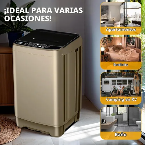 Vista 6 de Qhou Lavadora completamente automática, lavadora portátil de capacidad de 15.6 libras, con bomba de drenaje, pantalla LED, 8 selecciones de niveles
