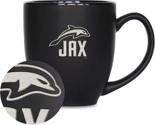 Vista 344 de Rico Industries - Taza de cerámica mate negra con grabado láser estándar de 15oz para NCAA (escuelas T & U) - Para bebidas calientes o frías