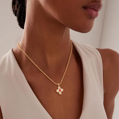 Vista 151 de Fettero - Collar con dije de cruz de fe, chapado en oro de 14 K, cadena fina, minimalista, simple, pequeña, para oración, regalo de joyería religiosa