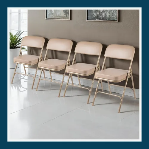 Vista 2 de OEF Furnishings Serie OEF3200 Sillas plegables de vinilo de alta calidad, resistentes, de grado industrial, asiento ultra acolchado de 2 pulgadas