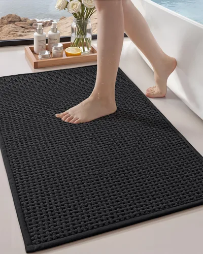 Vista 20 de Color&Geometry Tapete de baño con parte trasera de goma de 24 x 16 pulgadas, antideslizante, lavable a máquina, alfombra bohemia de felpilla suave
