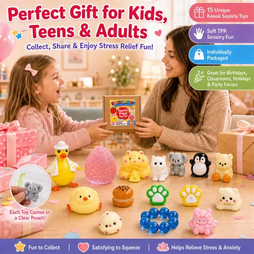 Vista 6 de 15Pcs Taba Squishy Pack Fidget Toys, Squishies Stress Relief Toys for Kids 15