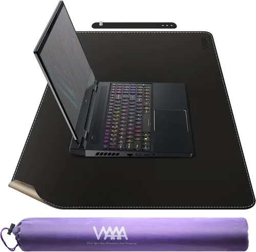 Vista 39 de Vyaaa 63" x 24" PU Leather Desk Mat, Black Large Mouse Pad Extra Large Office Desk Mat, Non-Slip Desk Blotter, Laptop Desk Pad, Waterproof Desk