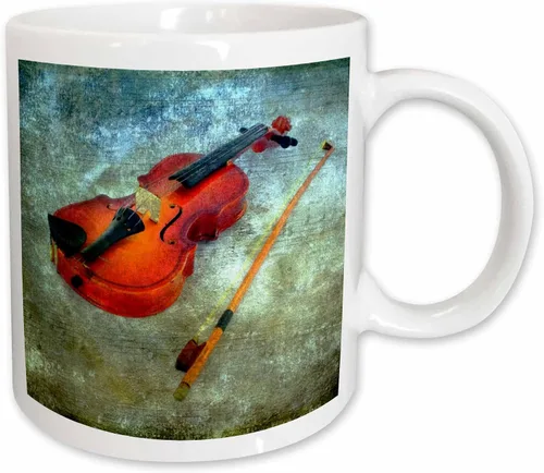 Vista 11 de 3dRose Violin by Angelandspot 15oz Two-Tone Black Mug
