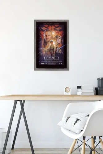 Vista 6 de Trends International Star Wars: The Phantom Menace - Póster de pared de una hoja, 14.725 x 22.375 pulgadas, versión enmarcada de madera de granero