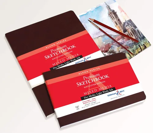 Vista 2 de Cuaderno de bocetos Stillman & Birn Serie Alpha de cubierta suave, 8.9 cm x 14 cm, 150 g/m² (pesado), papel blanco, superficie de grano medio