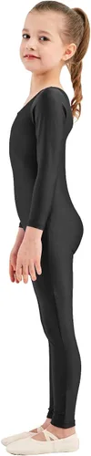 Vista 3 de Malla de una pieza Speerise, de mangas largas, hecha en Spandex, para niñas que practican danza