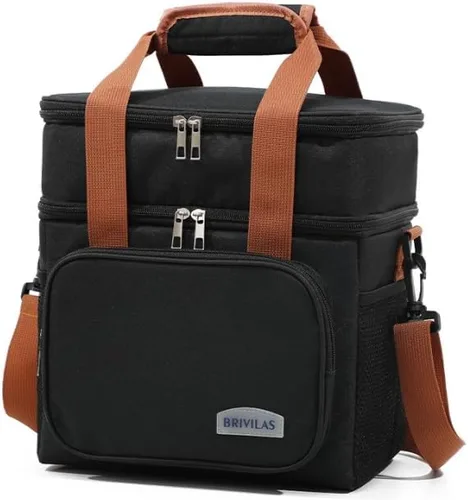 Vista 4 de MAxba Bolsa de almuerzo expandible de doble capa, bolsa de almuerzo a prueba de fugas, enfriador de almuerzo portátil para adultos, hombres