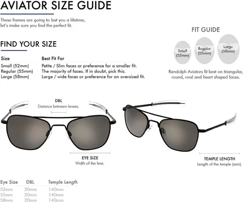 Vista 4 de Randolph Eyewear Classic Aviator Sunglasses for Men and Women Aviator Glasses Non-Polarized and UV Protection Sunglasses