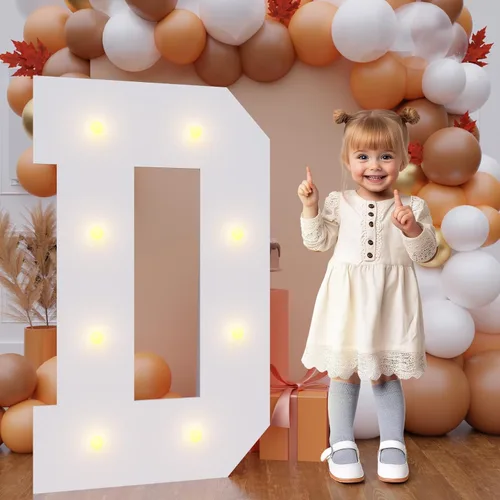 Vista 8 de Letras de marquesina de 3 pies de alto, letras y para decoraciones de fiesta de cumpleaños Light up Letters without Sidewalls, Lightweight Foam