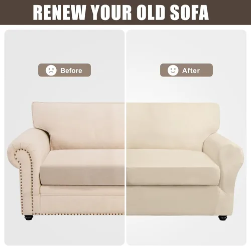 Vista 7 de SearchI Funda elástica para sofá, funda para sillón de 2 piezas con funda de cojín separada para silla, protector de muebles lavable para sala