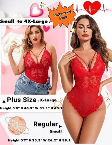 Vista 5 de Avidlove - Lencería de entrepierna a presión para mujer body de encaje de una pieza mini traje sexy