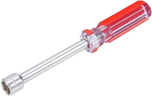 Vista 6 de uxcell Mango codificado rojo con llave de tuerca de 0.217 in no magnético con eje de 3,7 pulgadas