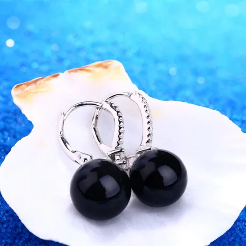 Vista 6 de JO WISDOM Aretes de aro de plata de ley 925 con perlas de agua dulce con colgante de perlas auténticas, perlas de imitación, Perla, Circonia cúbica