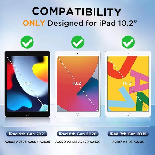 Vista 2 de Funda para iPad de 9ª generación de 10.2 pulgadas, grado militar, a prueba de caídas IP68, impermeable, con protector de pantalla, soporte y correa