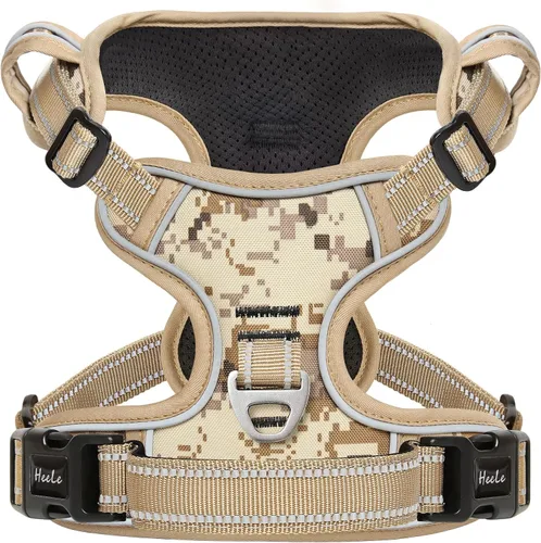 Vista 47 de HEELE Arnés para perro pequeño sin tirones con mango suave, arnés reflectante ajustable, color negro, XS Reflective Front Clip Vest with Control