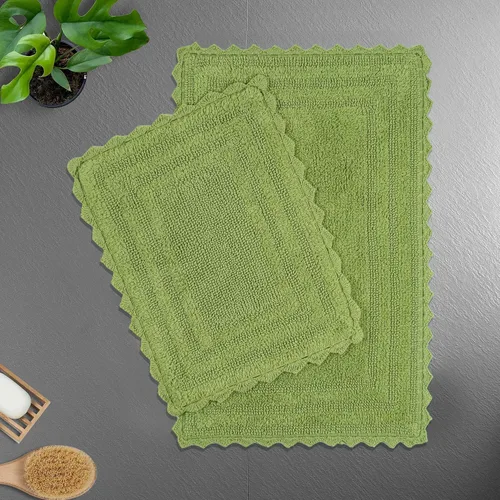 Vista 34 de TreeWool - Alfombras de baño con borde de ganchillo reversible en algodón de felpa (paquete de 2)