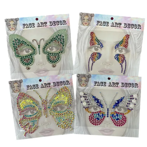 Vista 10 de Joyas faciales negras, tatuaje, calcomanías corporales, lágrimas, gemas temporales, calcomanías para Halloween, festivales, música, carnaval