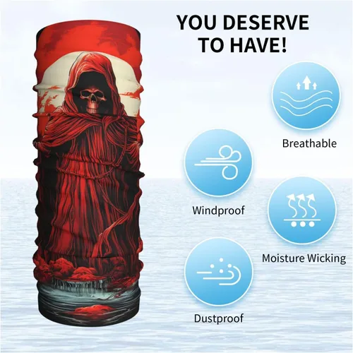 Vista 5 de HERRECX grim reaper angel skull demon skeleton red Neck Gaiter Face Cover Scarf Balaclava Bandana for Women Men Gaiter Mask for Motorcycle Cycling