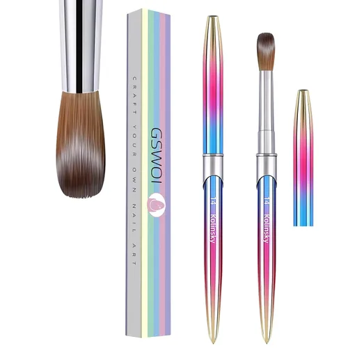 Vista 23 de Kolinsky - Brocha de uñas acrílicas 100% tamaño 8, pincel de arte de forma redonda para manicura profesional de uñas (#8, dorado)