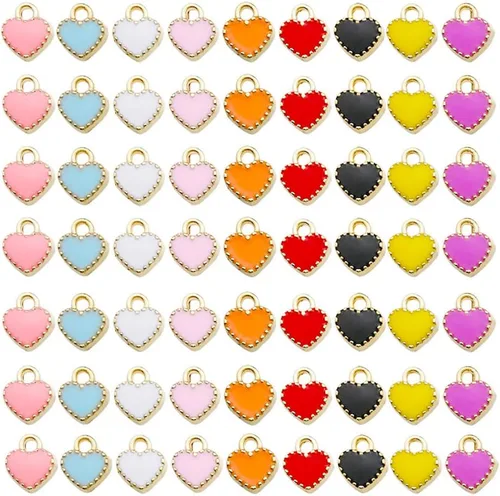 Vista 8 de WOCRAFT 24 dijes de pulsera de corazón de amor para hacer joyas, San Valentín, boda, rosa, flor, para bricolaje, collares, llaveros y suministros