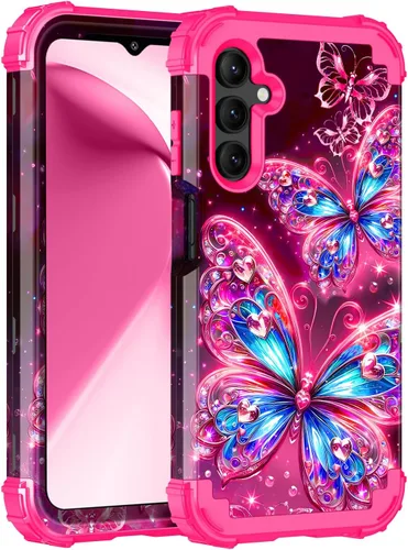 Vista 105 de Miqala Funda para Galaxy A14 5G, que brilla en la oscuridad, tres capas, resistente, a prueba de golpes, protección completa, parachoques