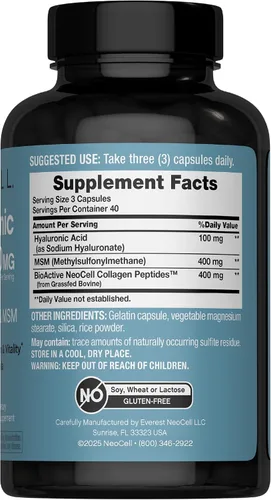 Vista 2 de Complejo de ácido hialurónico NeoCell 900mg 120 Cápsulas