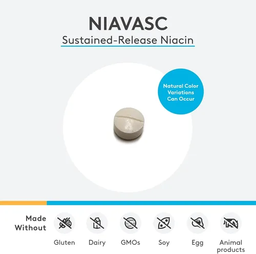 Vista 7 de XYMOGEN NiaVasc - Niacina de liberación sostenida de 500 mg - Apoya los lípidos en sangre saludables y el grosor normal de la íntima carótida