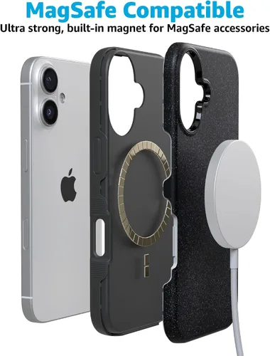 Vista 5 de Casely Funda para iPhone 17 Ónix de medianoche Negro brillante Compatible con MagSafe Diseño protector audaz Ónix de medianoche Black