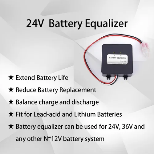 Vista 6 de Ecualizador de batería de 24 V, 2 baterías de 12 V, cargador equilibrador de voltaje para inundación de gel, AGM, batería de litio de plomo ácido