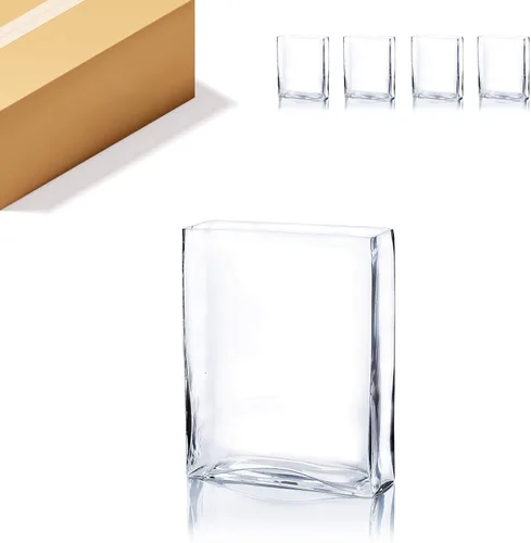Vista 13 de WGV - Jarrón rectangular alto de bloque, ancho de 2 pulgadas, largo de 8 pulgadas, altura de 10 pulgadas, recipiente floral de vidrio transparente