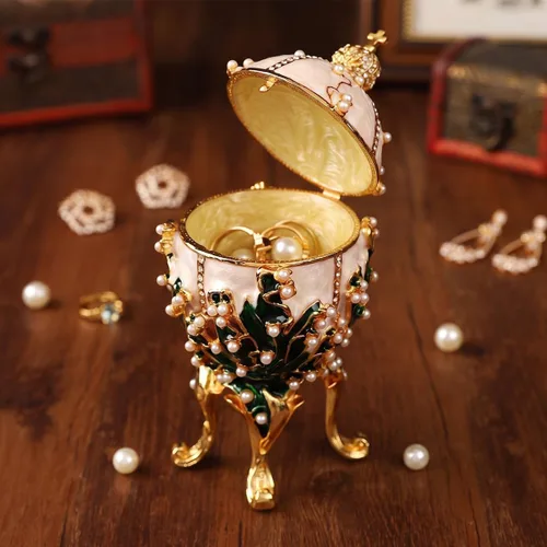 Vista 5 de Faberge - Cajas de joyería para baratijas, adornos con bisagras, colección de artesanía antigua, regalo de lujo para decoración del hogar