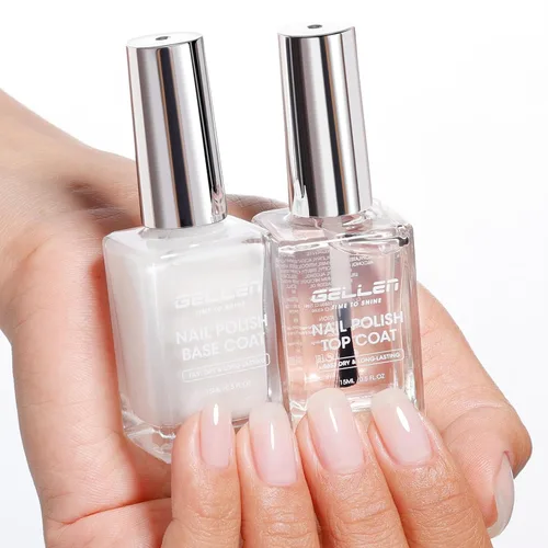 Vista 15 de GELLEN Esmalte de uñas base transparente, capa superior, base con tinte rosa claro y capa superior brillante sin necesidad de limpieza