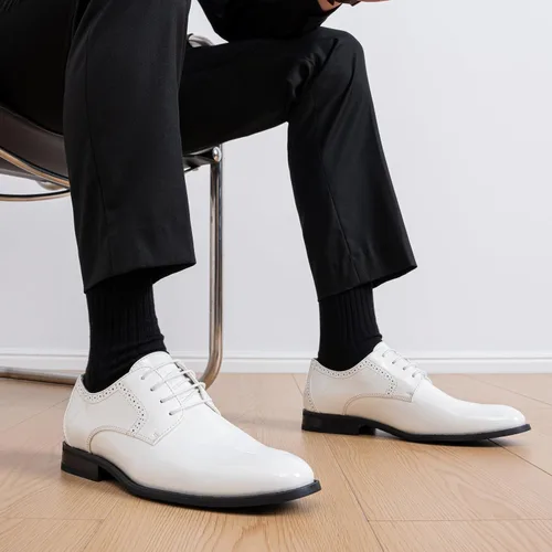 Vista 2 de Vostey - Zapatos de vestir para hombre, estilo clásico Wingtip Brogue para hombre, Oxfords