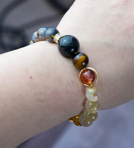 Vista 171 de Precious Gemstone Natural Crystal Healing Bracelet, Rutilated Quartz, Moonstone, Quartz Handmade Original Design Bracelet